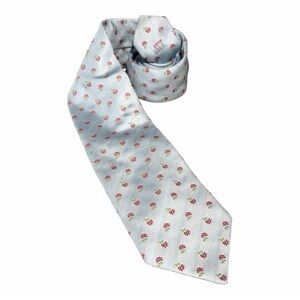 Dunhill Blue Floral Print 100% Silk Made in England Men’s Dress Office Neck Tie